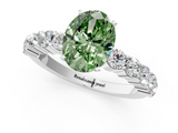 White gold Fancy Green Oval  Diamond Pavé Band Solitaire with Four-Prong Setting_4