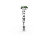 White gold Fancy Green Oval  Diamond Pavé Band Solitaire with Four-Prong Setting_5