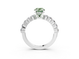 White gold Fancy Green Oval  Diamond Pavé Band Solitaire with Four-Prong Setting_6