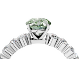 White gold Fancy Green Oval  Diamond Pavé Band Solitaire with Four-Prong Setting_7