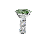 White gold Fancy Green Oval  Diamond Pavé Band Solitaire with Four-Prong Setting_8