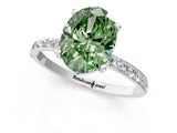 White gold Fancy Green Oval  Diamond Pavé Band with Six-Prong Setting_28