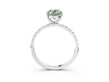 White gold Fancy Green Oval  Diamond Pavé Band with Six-Prong Setting_30