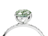 White gold Fancy Green Oval  Diamond Pavé Band with Six-Prong Setting_31