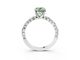 White gold Fancy Green Oval  Diamond Prong Set Engagement Ring with Pave Band_274