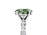 White gold Fancy Green Oval  Diamond Prong Set Engagement Ring with Pave Band_276