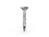 White gold Fancy Green Oval  Diamond Prong Setting with Side Stones on a Pave Band_137