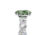 White gold Fancy Green Oval  Diamond Prong Setting with Side Stones on a Pave Band_141