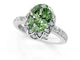 White gold Fancy Green Oval  Diamond Solitaire Ring with Shared Prong Pavé Band_13