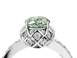 White gold Fancy Green Oval  Diamond Solitaire Ring with Shared Prong Pavé Band_17