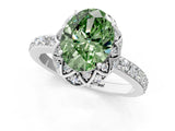 White gold Fancy Green Oval  Diamond Solitaire Ring with Shared Prong Pavé Band_79