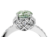 White gold Fancy Green Oval  Diamond Solitaire Ring with Shared Prong Pavé Band_82