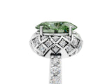 White gold Fancy Green Oval  Diamond Solitaire Ring with Shared Prong Pavé Band_83