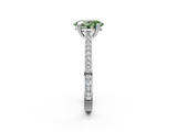 White gold Fancy Green Oval  Diamond Solitaire with Pave Band and Six-Prong Setting_22