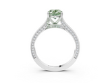White gold Fancy Green Oval  Diamond Solitaire with Pave Band and Six-Prong Setting_23