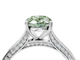 White gold Fancy Green Oval  Diamond Solitaire with Pave Band and Six-Prong Setting_24
