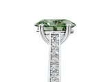 White gold Fancy Green Oval  Diamond Solitaire with Pave Band and Six-Prong Setting_25