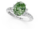 White gold Fancy Green Oval  Diamond Three-Stone Pave Band with Four-Prong Setting_21
