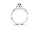 White gold Fancy Green Oval  Diamond Three-Stone Pave Band with Four-Prong Setting_23