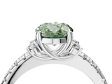 White gold Fancy Green Oval  Diamond Three-Stone Pave Band with Four-Prong Setting_24