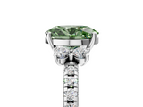 White gold Fancy Green Oval  Diamond Three-Stone Pave Band with Four-Prong Setting_25