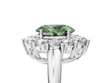 White gold Fancy Green Oval  Halo Cluster Diamond Engagement Ring with Prong Setting and Polished Band_25
