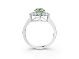 White gold Fancy Green Oval  Halo Cluster Diamond Engagement Ring with Solitaire Band and Prong Setting_69