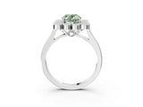 White gold Fancy Green Oval  Halo Diamond Cluster Engagement Ring with Milgrain Bezel Setting and Solitaire Band_66