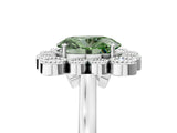 White gold Fancy Green Oval  Halo Diamond Cluster Engagement Ring with Milgrain Bezel Setting and Solitaire Band_68
