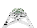 White gold Fancy Green Oval  Halo Diamond Engagement Ring with Filigree Band and Four-Prong Setting_109