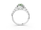 White gold Fancy Green Oval  Halo Diamond Engagement Ring with Intricate Filigree Band and Four-Prong Setting_40