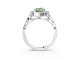 White gold Fancy Green Oval  Halo Diamond Engagement Ring with Milgrain Band and Four-Prong Setting_69