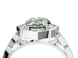 White gold Fancy Green Oval  Halo Diamond Engagement Ring with Milgrain Band and Four-Prong Setting_70