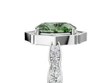 White gold Fancy Green Oval  Halo Diamond Engagement Ring with Milgrain Band and Four-Prong Setting_72