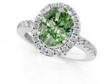 White gold Fancy Green Oval  Halo Diamond Engagement Ring with Pavé Band and Four-Prong Setting_100