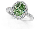 White gold Fancy Green Oval  Halo Diamond Engagement Ring with Pavé Band and Four-Prong Setting_112