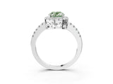 White gold Fancy Green Oval  Halo Diamond Engagement Ring with Pavé Band and Four-Prong Setting_114