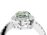 White gold Fancy Green Oval  Halo Diamond Engagement Ring with Pavé Band and Four-Prong Setting_115