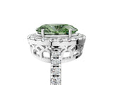 White gold Fancy Green Oval  Halo Diamond Engagement Ring with Pavé Band and Four-Prong Setting_116