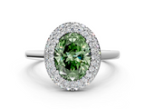 White gold Fancy Green Oval  Halo Diamond Engagement Ring with Solitaire Band and Four-Prong Setting_20