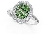 White gold Fancy Green Oval  Halo Diamond Engagement Ring with Solitaire Band and Four-Prong Setting_21