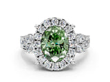White gold Fancy Green Oval  Halo Diamond Engagement Ring with Split Shank and Four-Prong Setting_72