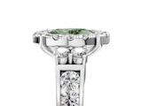 White gold Fancy Green Oval  Halo Diamond Engagement Ring with Split Shank and Four-Prong Setting_77