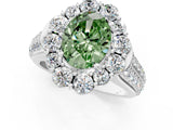 White gold Fancy Green Oval  Halo Diamond Engagement Ring with Split Shank and Prong Setting_67