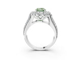 White gold Fancy Green Oval  Halo Diamond Engagement Ring with Split Shank and Prong Setting_69
