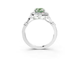 White gold Fancy Green Oval  Halo Diamond Engagement Ring with Twisted Band and Four-Prong Setting 5