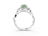 White gold Fancy Green Oval  Halo Diamond Engagement Ring with Vintage-Inspired Band and Four-Prong Setting_6