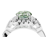 White gold Fancy Green Oval  Halo Diamond Engagement Ring with Vintage-Inspired Band and Four-Prong Setting_7