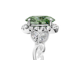 White gold Fancy Green Oval  Halo Diamond Engagement Ring with Vintage-Inspired Band and Four-Prong Setting_8