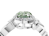 White gold Fancy Green Oval  Halo Diamond Floral Band with Four-Prong Setting_59